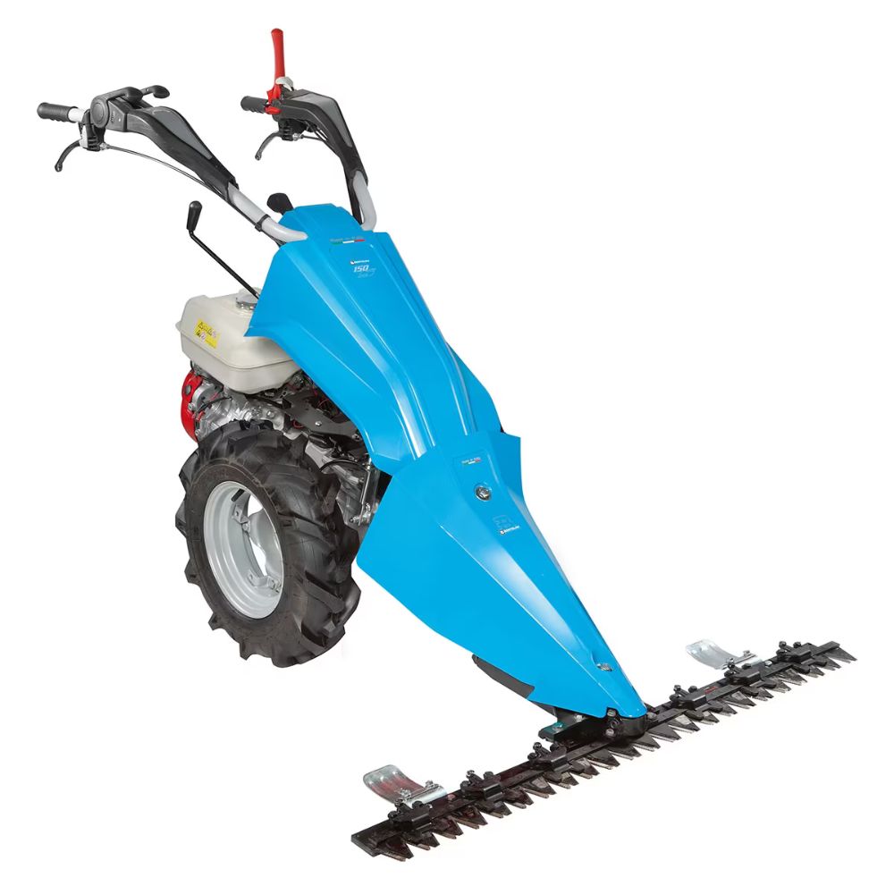 Bertolini 150 S Honda GX270 tvåhjulstraktor med slåtterbalk – blå professionell slåttermaskin med skärbalk