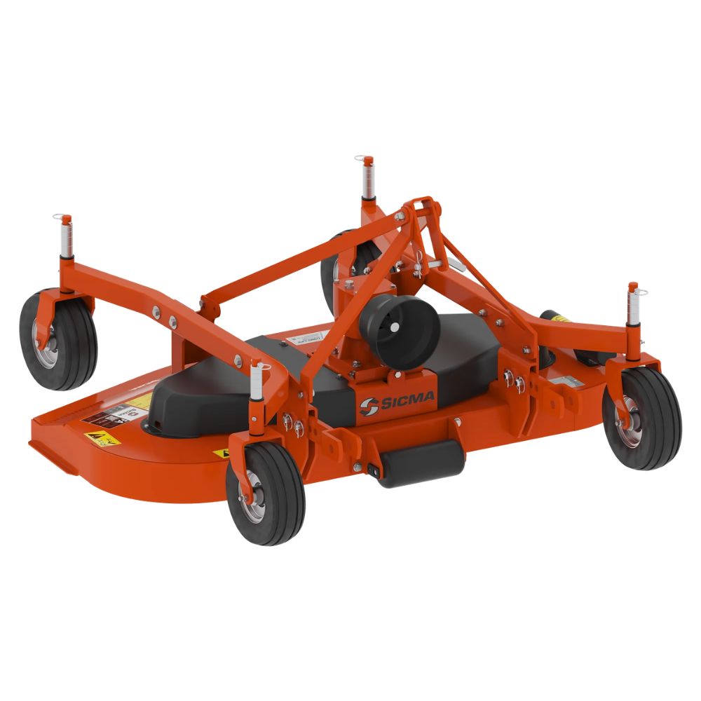 Sicma FA 1200 klippaggregat och betesputs – bakutkastaggregat och massiva hjul bakifrån