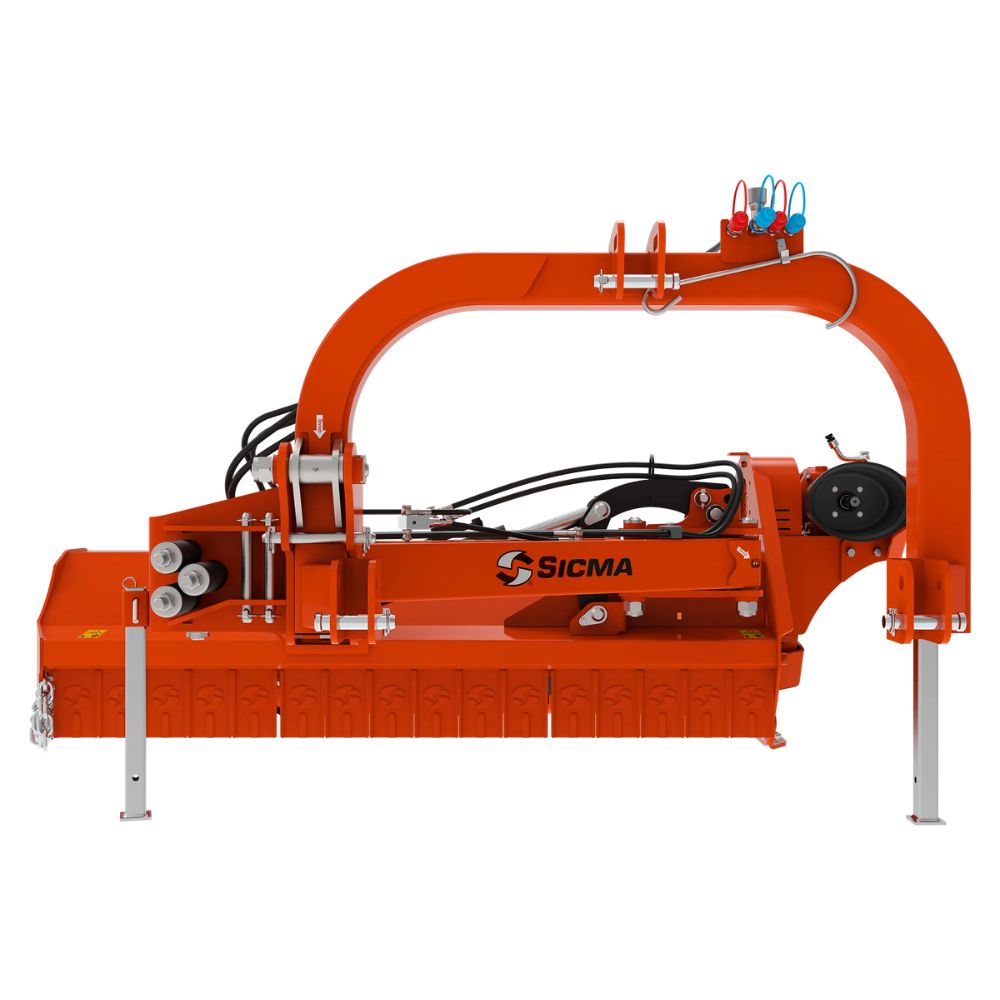 Sicma MPE 200 slaghack bakiifrån – 200 cm arbetsbredd, hydraulisk sidoförflyttning och medarpar för slänter