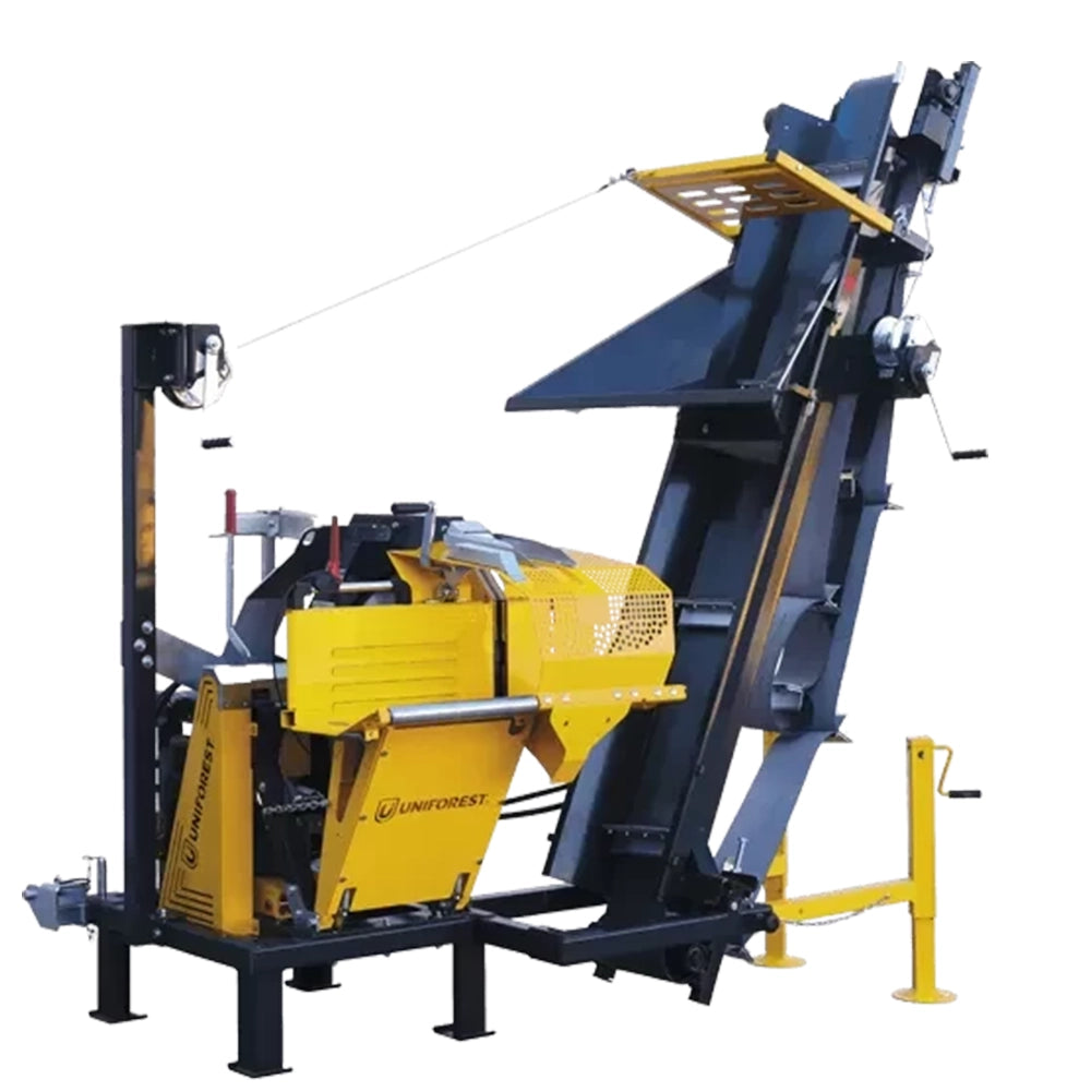 Uniforest WKA 700 vedkap med 5 meter transportör - professionell vedmaskin för effektiv vedbearbetning.