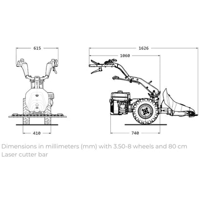 Tekniska mått och dimensioner (mm) för Ferrari 506 PowerSafe med slåtterbalk. Se hjul- och redskapsbredd.