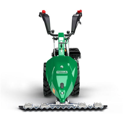 Frontvy av Ferrari 506 PowerSafe med Laser slåtterbalk – idealisk för högt gräs och foder