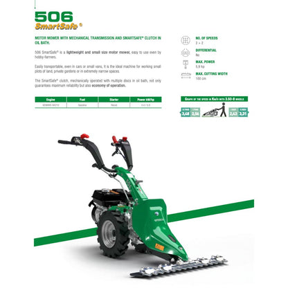 Ferrari 506 PowerSafe med 100 cmslåtterbalk – robust konstruktion för professionellt bruk