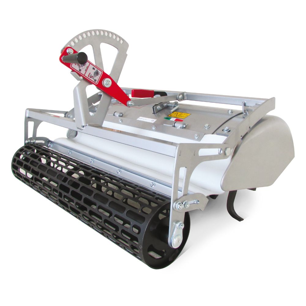 Ferrari gallervält Precision Depth Roller monterad på tvåhjulstraktor för exakt arbetsdjup