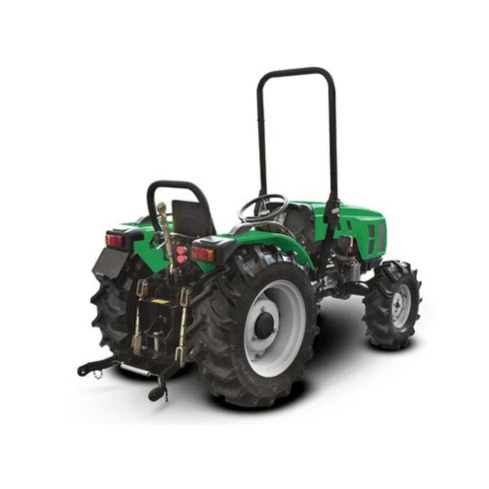 Ferrari Raptor 35 traktor bakifrån som visar trepunktslyft, kraftuttag och robust konstruktion för redskap.