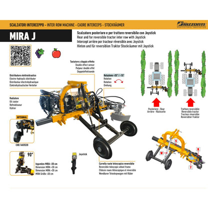 Orizzonti Mira reversibel ram med dubbelt trepunktsfäste monterad på traktor
