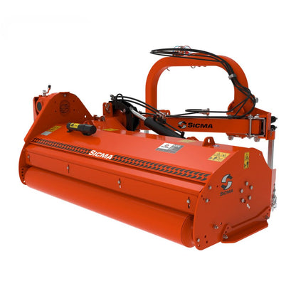 Sicma MPE 200 slaghack framifrån – 200 cm arbetsbredd, hydraulisk sidoförflyttning och medarpar för slänter