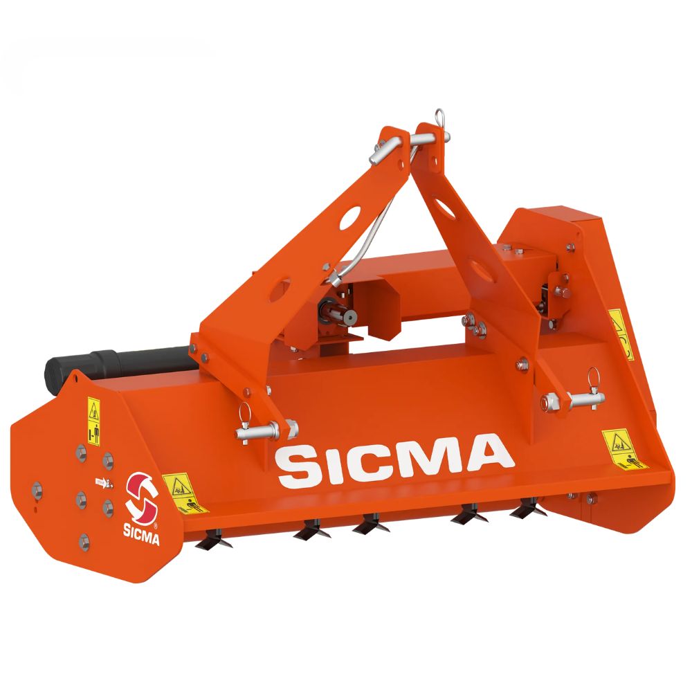 Sicma TA 125 betesputs framifrån – 125 cm arbetsbredd med Y-knivar och bärvals för traktor 15–30 hk