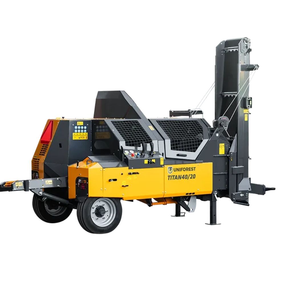 Uniforest Titan 40/20 vedprocessor - professionell vedmaskin med 20 ton klyvkraft och 40 cm kapdiameter