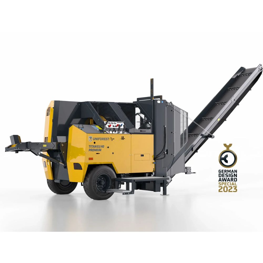 Uniforest Titan 53/40 vedprocessor - professionell vedmaskin med 40 ton klyvkraft och 53 cm kapdiameter