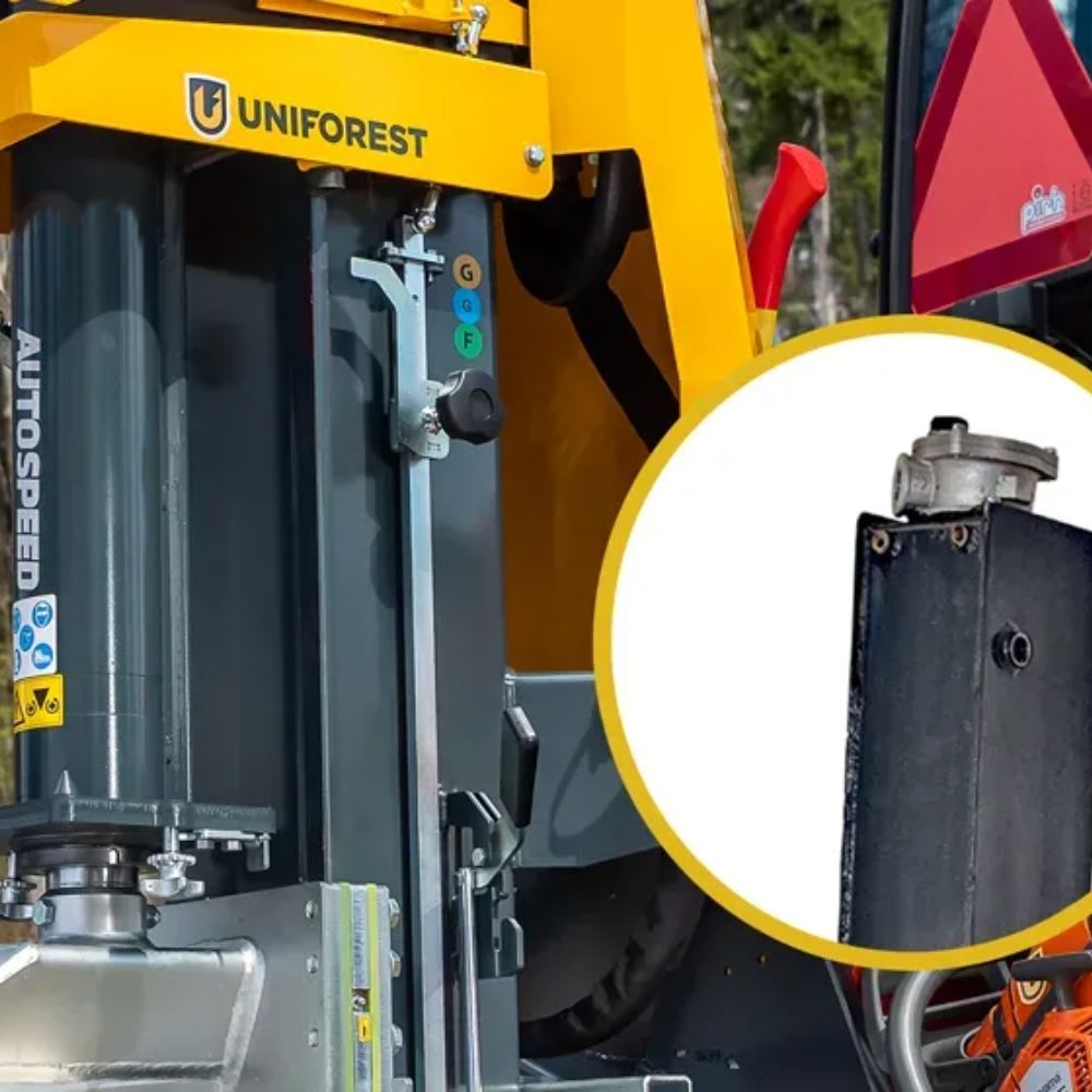 Uniforest Titanium 23 vedklyv detaljbild - hydraulisk vedklyvmaskin med Autospeed-funktion och robust konstruktion