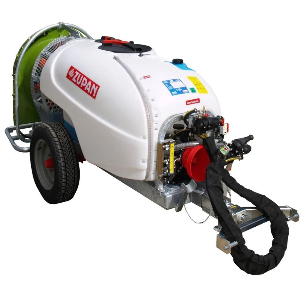 Zupan bogserad fläktspruta 1500 liter för traktor med stor tank för växtskydd i vinodling