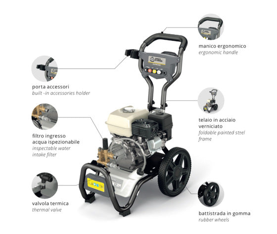 Enkla kontroller på Supreme 40 bensindriven högtryckstvätt